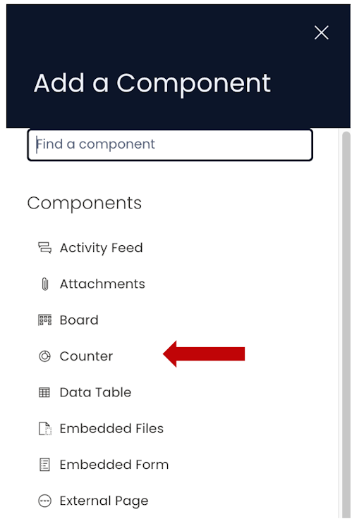 Counter in component list